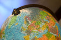 Photo showing a part of a terrestrial globe.